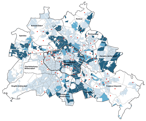 Abb.1: Sozialräumliche Verteilung der Wohnlagen in Berlin